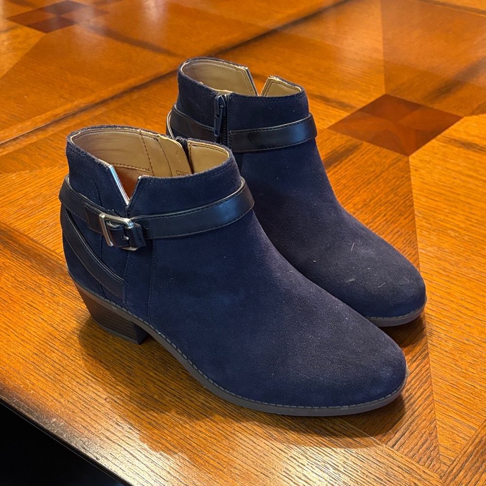 Vionic Navy Ankle Boots with Strap Accent